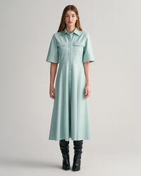 Vestido-camisa em pele sint&eacute;tica