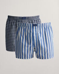 Pack de dois boxers com padrão de xadrez e às riscas