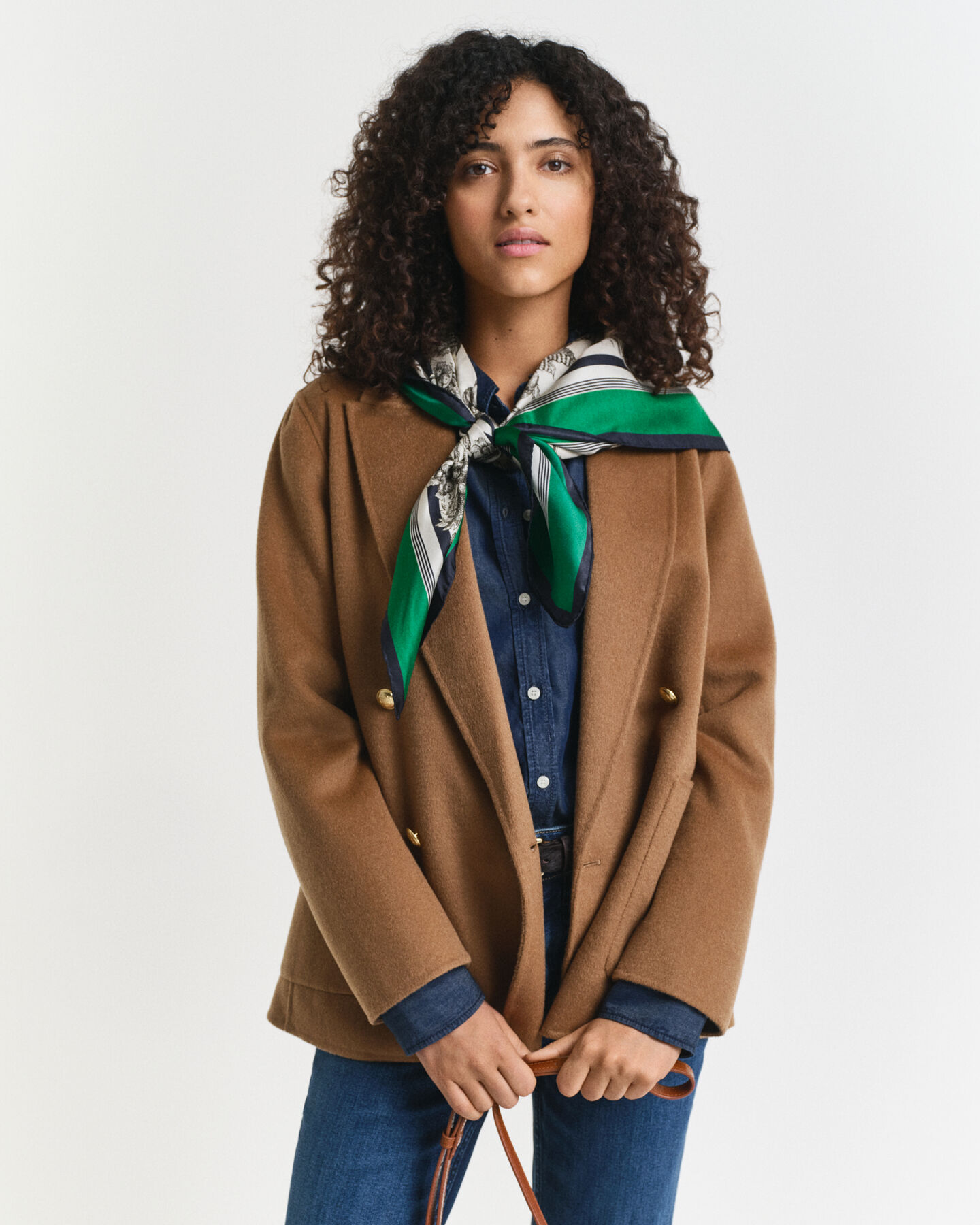 Lenço em seda com estampado Tree