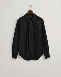 Camisa lisa com laço slim fit