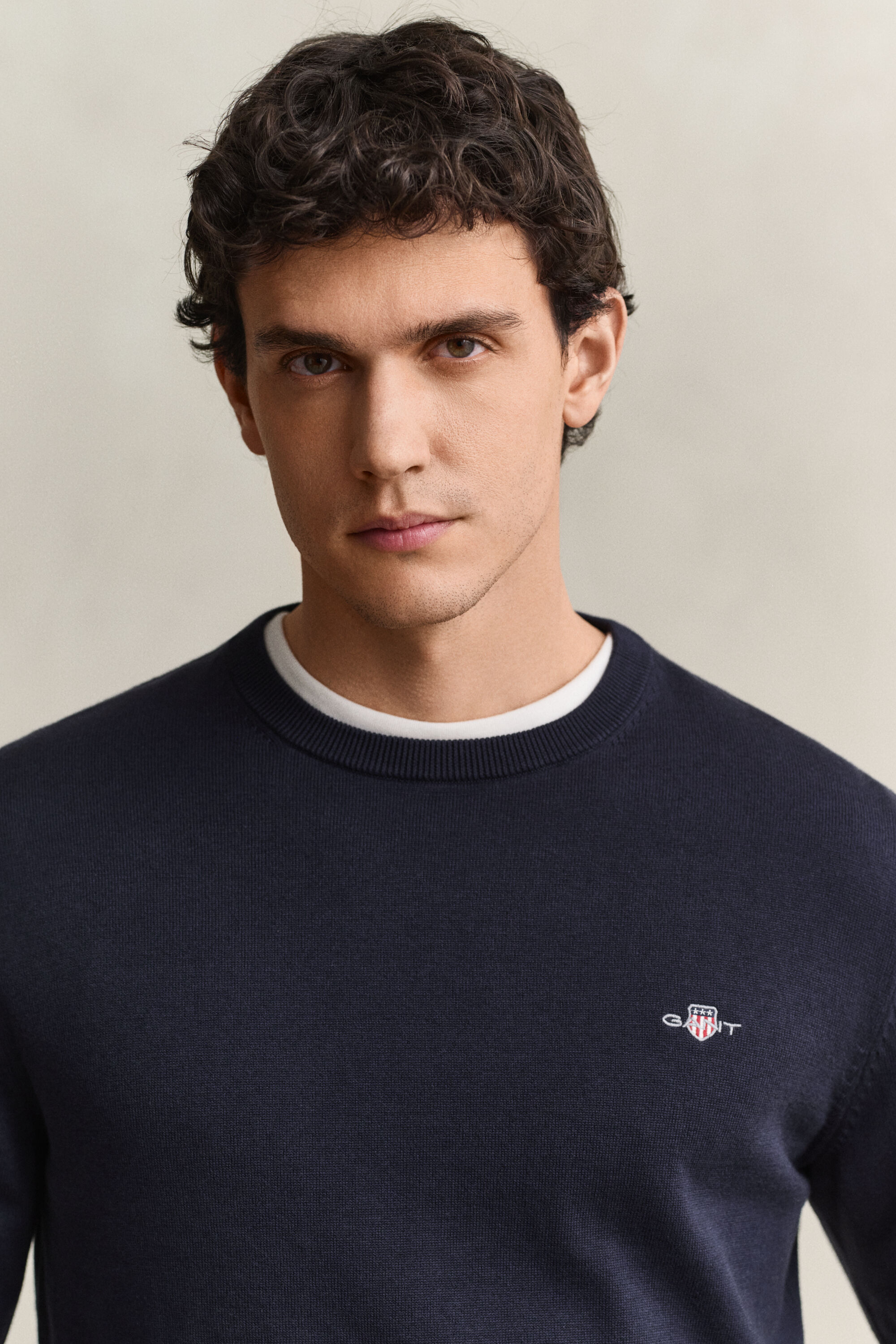 Camisola de malha com decote redondo em algodão