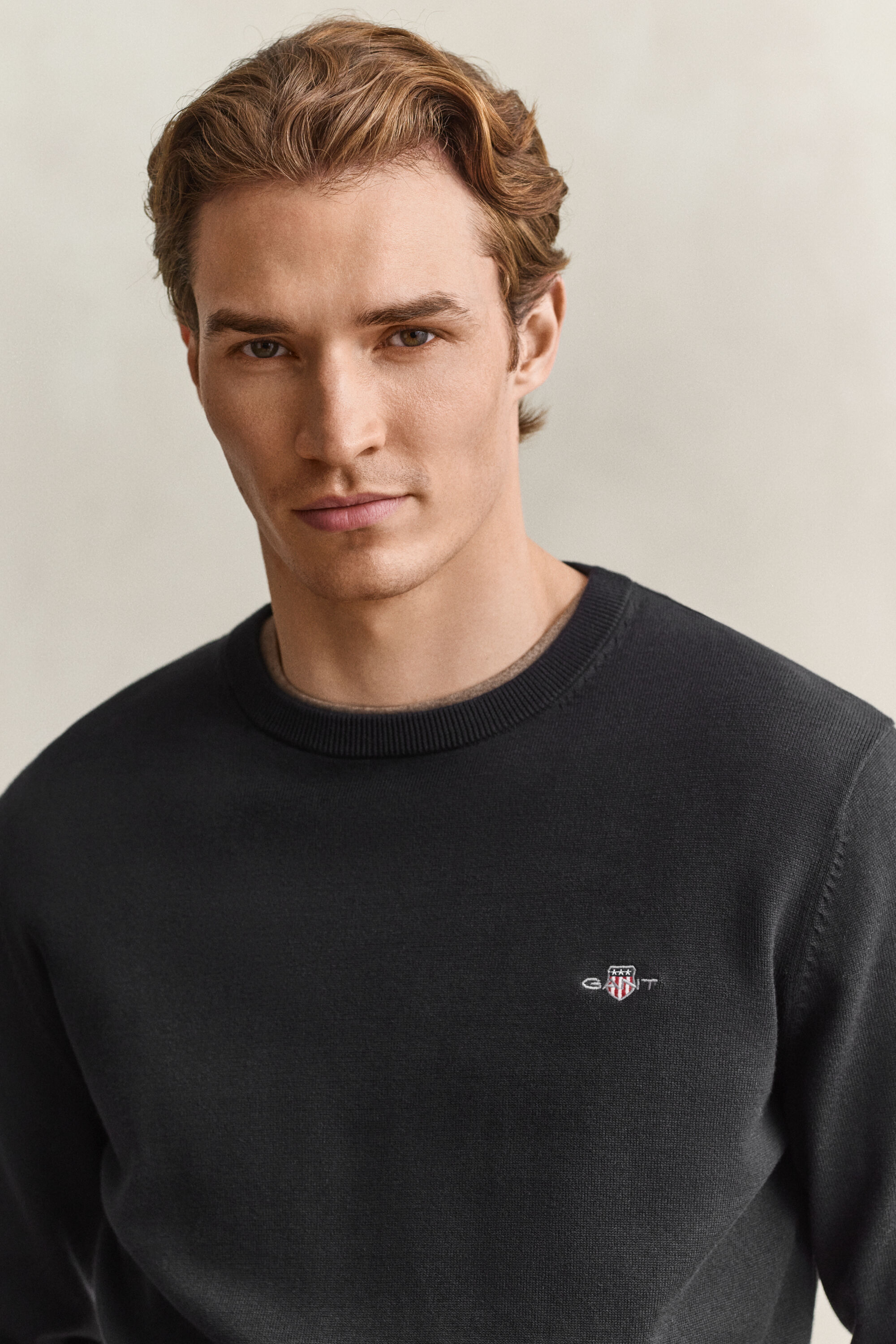 Camisola de malha com decote redondo em algodão