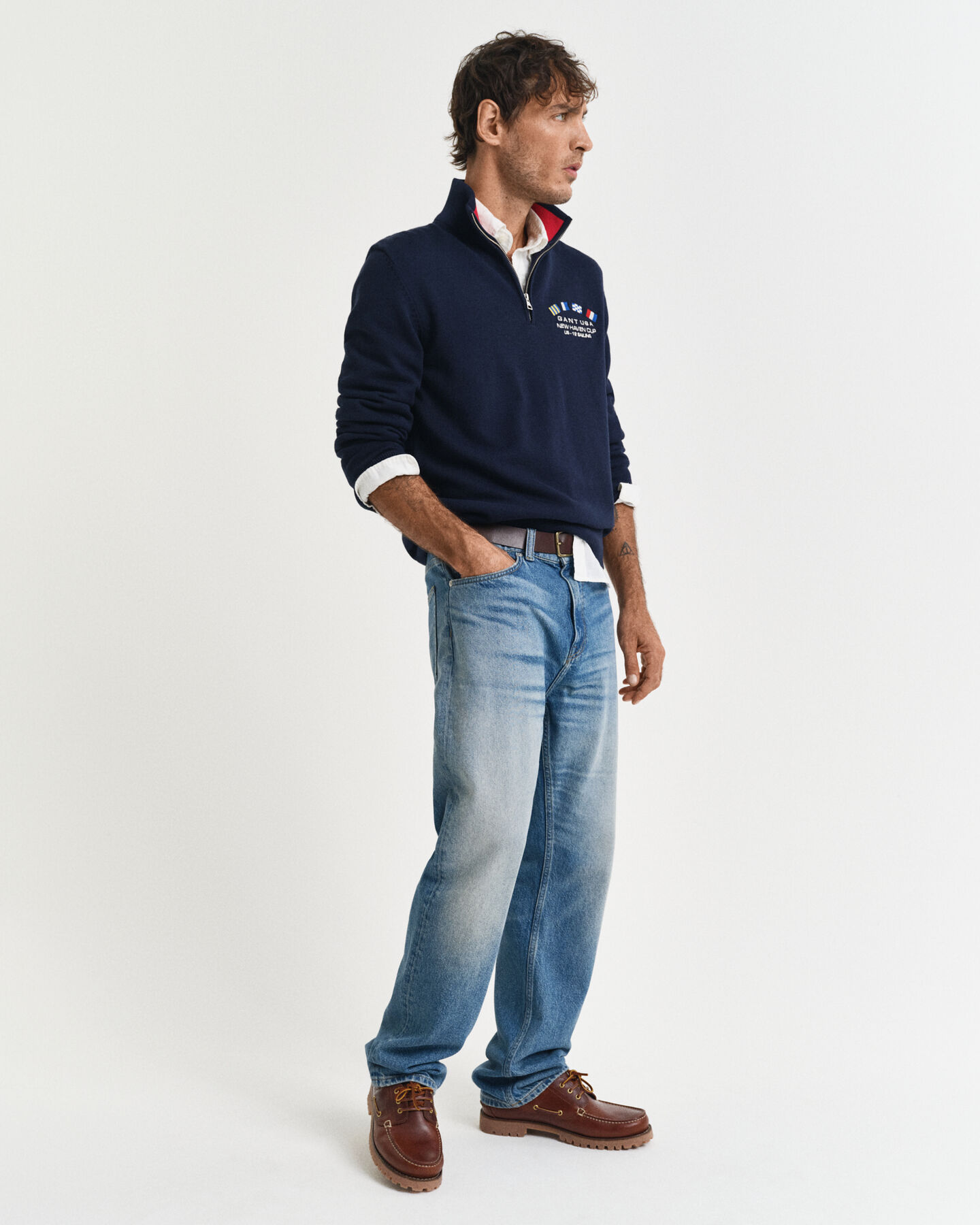 Camisola de malha com meio fecho de correr Nautical Flags