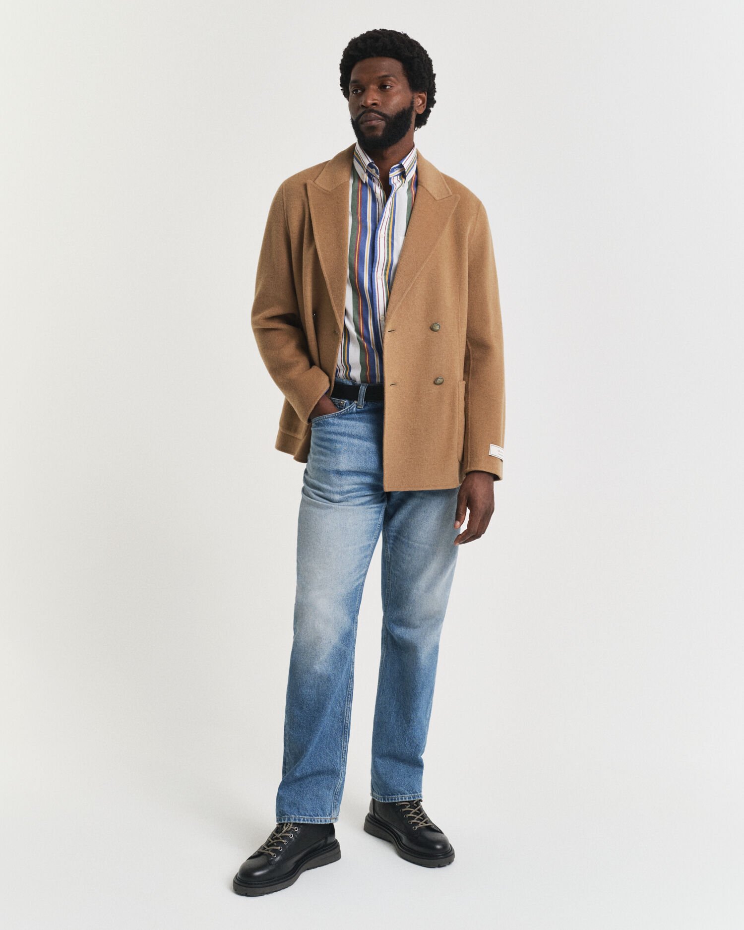 Camisa em popelina clássica às riscas regular fit