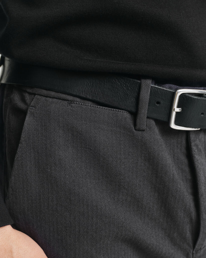 Calças em algodão com padrão espinha de peixe slim fit