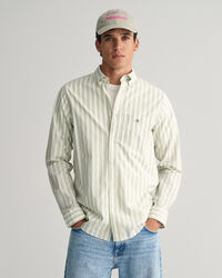 Camisa em popelina &agrave;s riscas largas regular fit