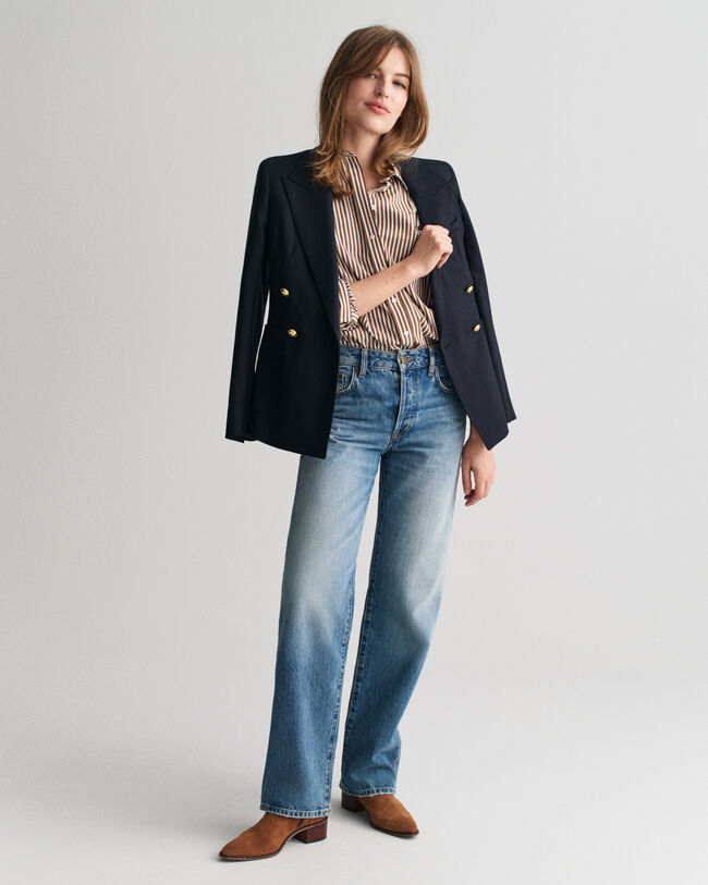 Camisa em popelina às riscas Classic regular fit