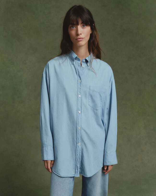 Camisa em chambray oversized