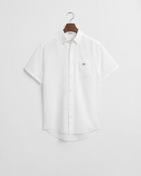 Camisa de manga curta em linho e algodão regular fit