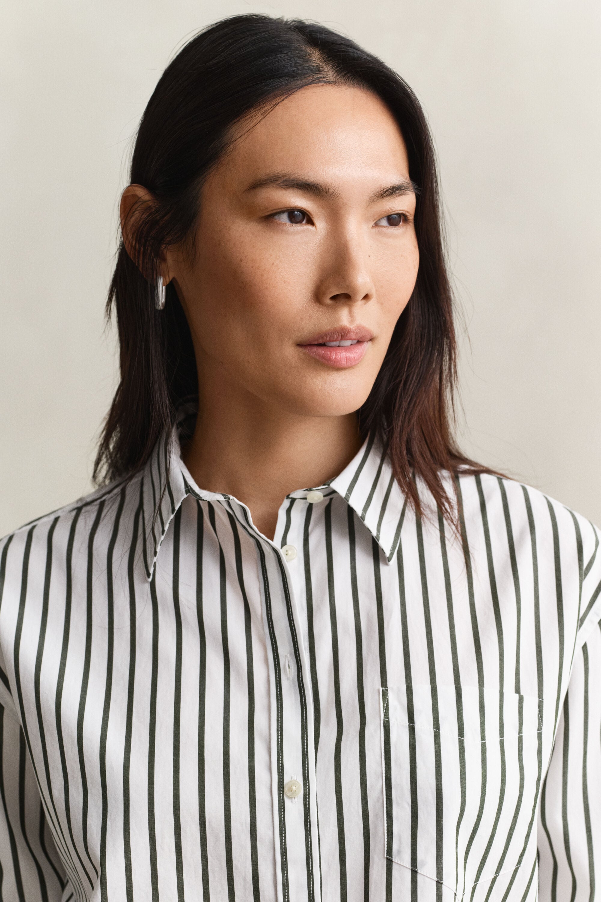 Camisa em popelina às riscas Classic relaxed fit