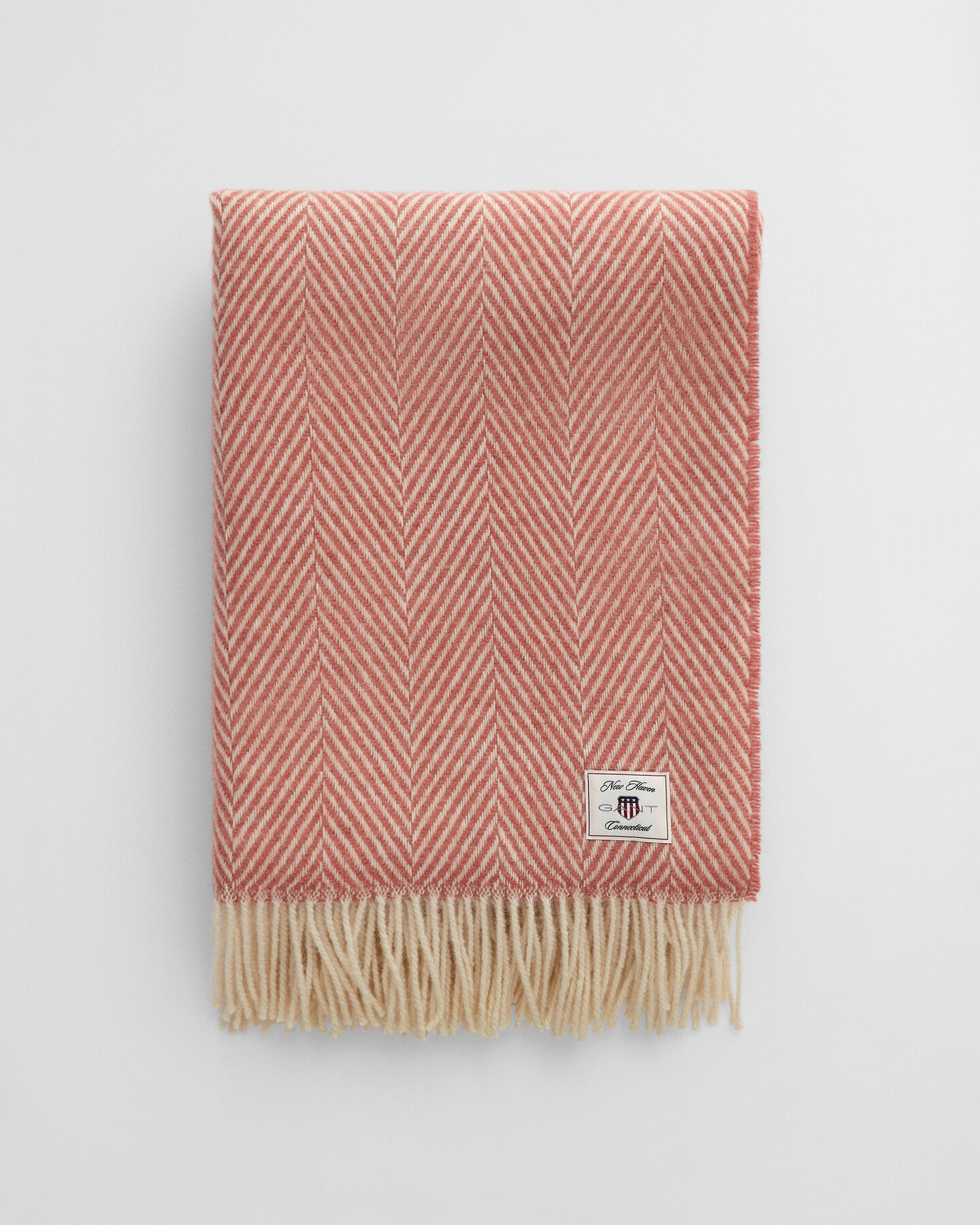 Manta decorativa em lã com padrão espinha de peixe