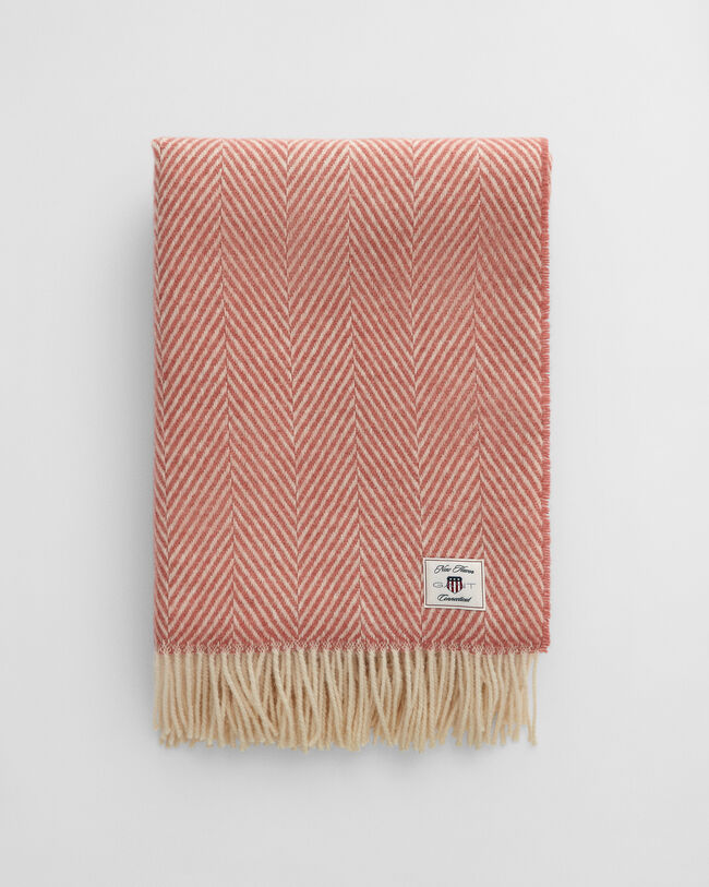 Manta decorativa em lã com padrão espinha de peixe