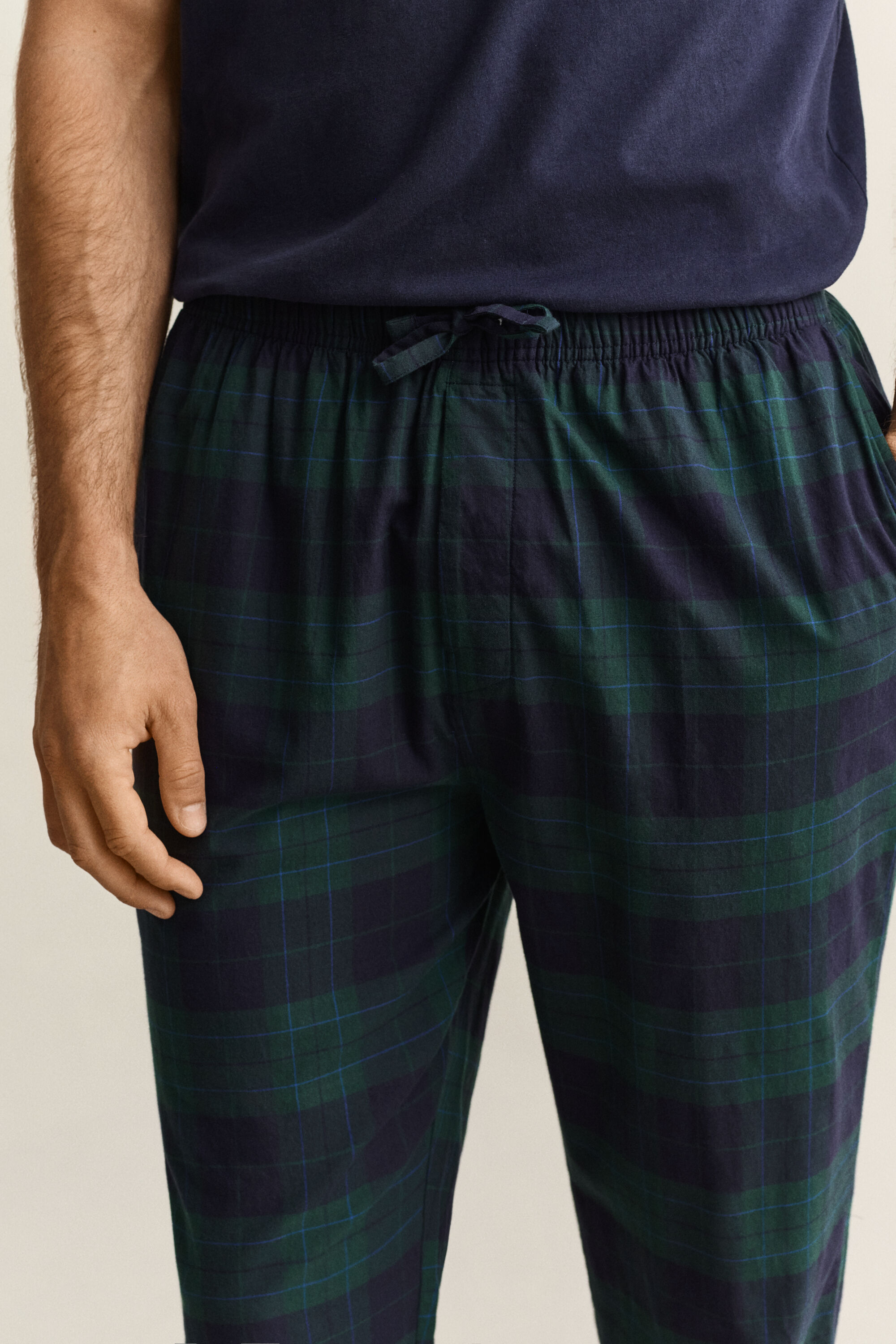 Calças de pijama em flanela com padrão de xadrez