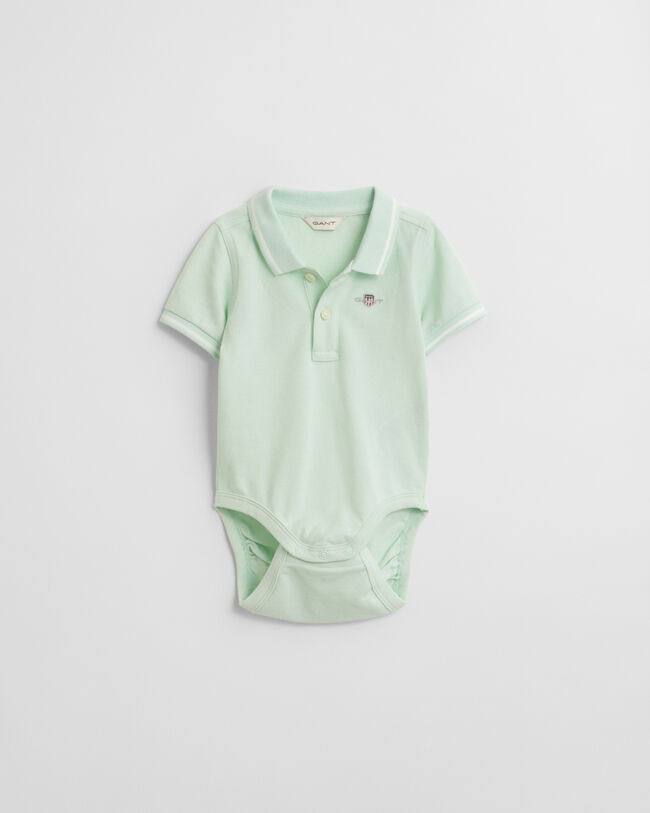 Body em algod&atilde;o piqu&eacute; com debrum contrastante Baby