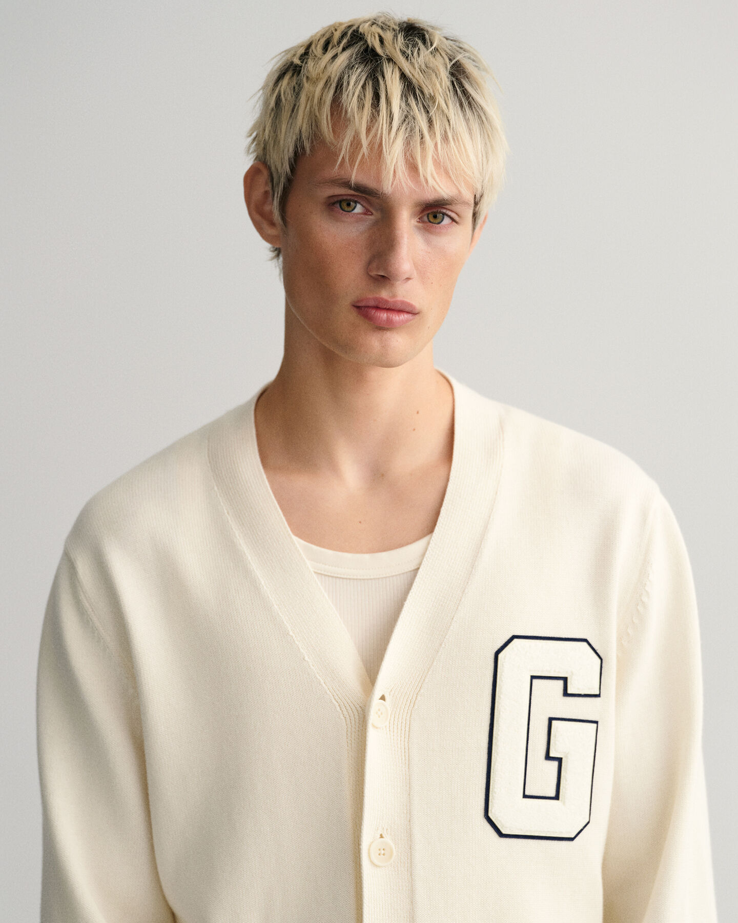 Casaco de malha Letterman em algod&atilde;o Supima