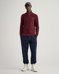 Sweatshirt com meio fecho em algod&atilde;o Texture