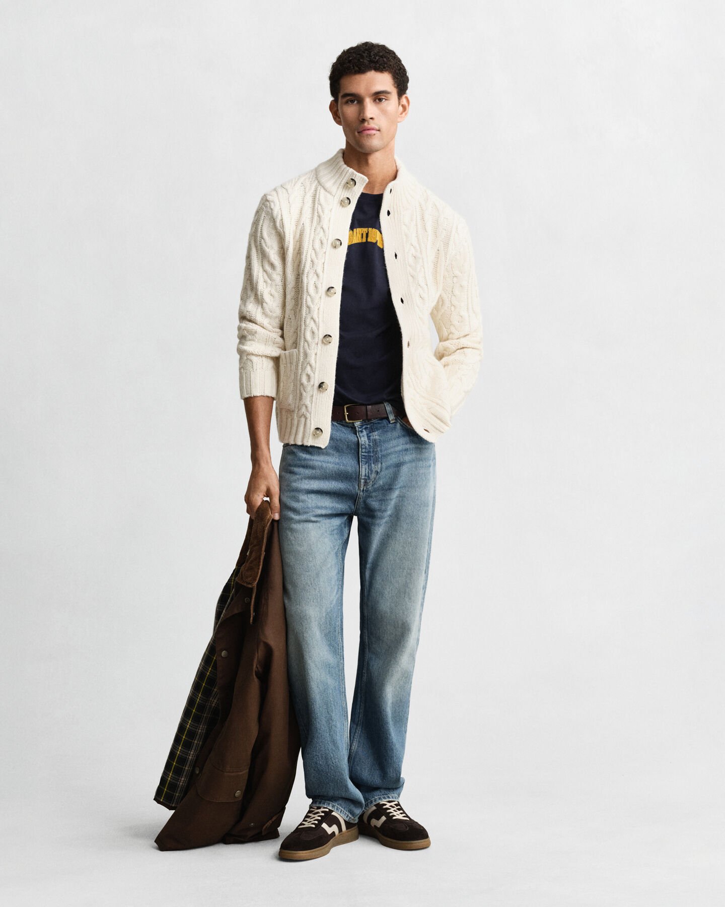 Casaco de malha entrançada