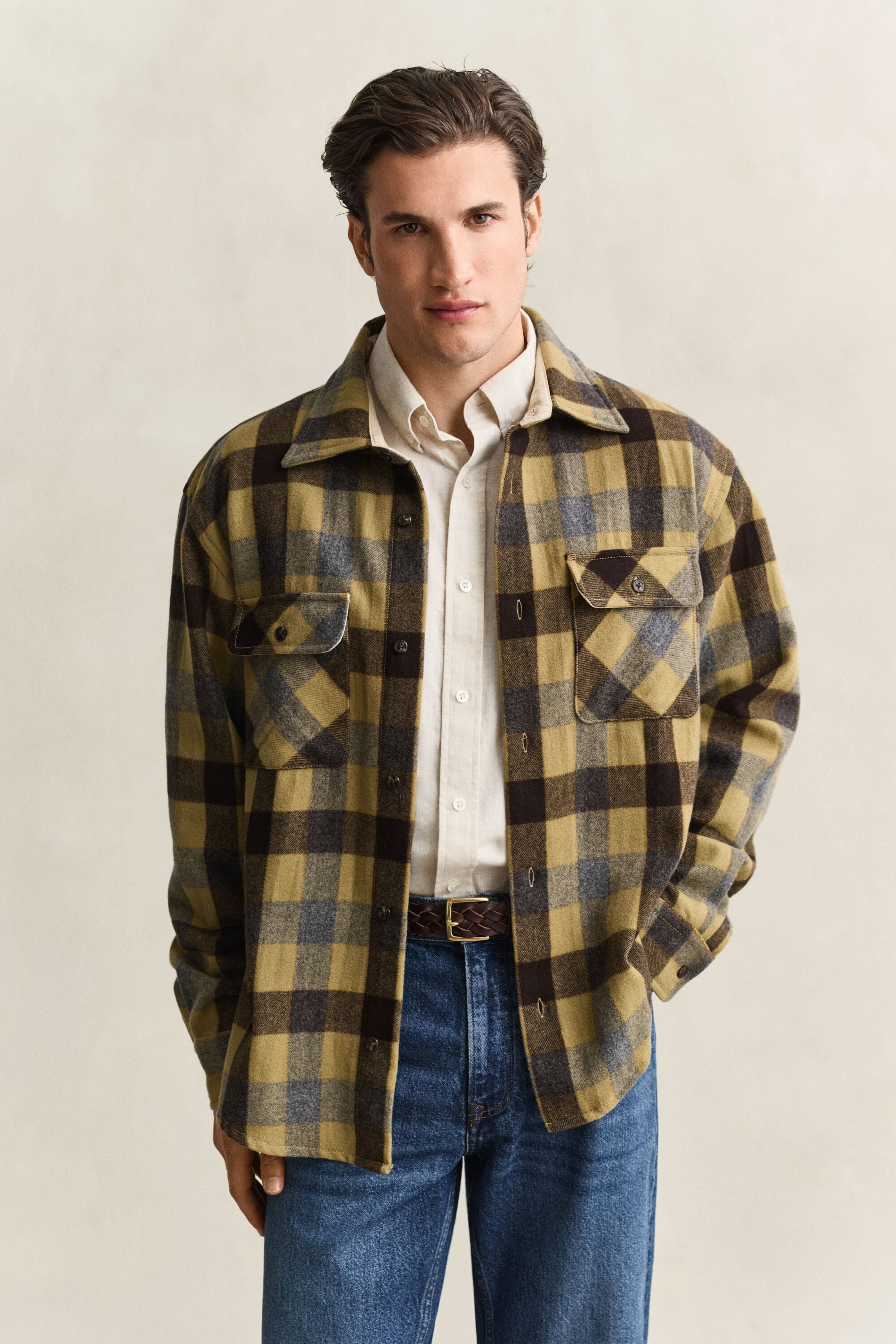 Camisa de lã com padrão de xadrez