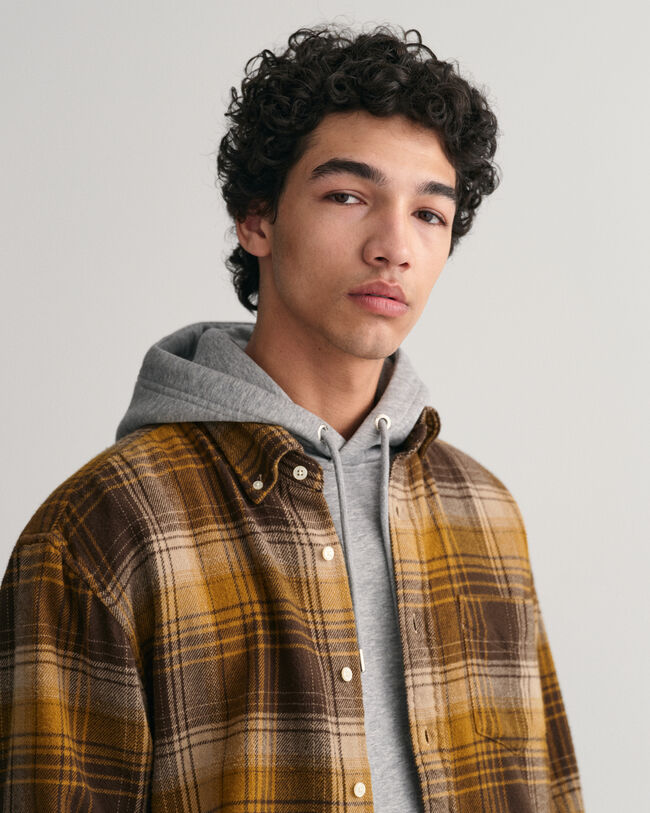 Camisa de flanela resistente com padr&atilde;o de xadrez relaxed fit