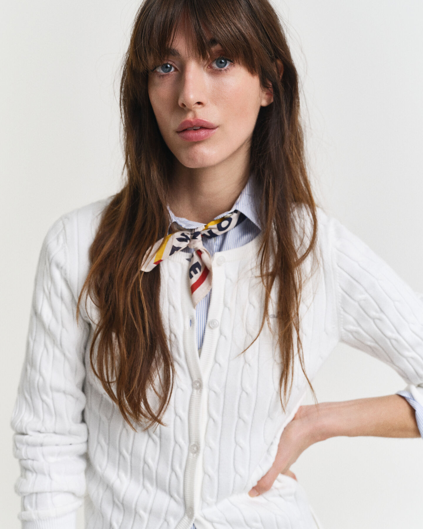 Casaco de malha canelada em algodão com elastano