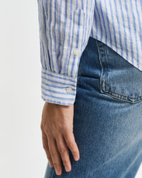 Camisa de linho às riscas regular fit