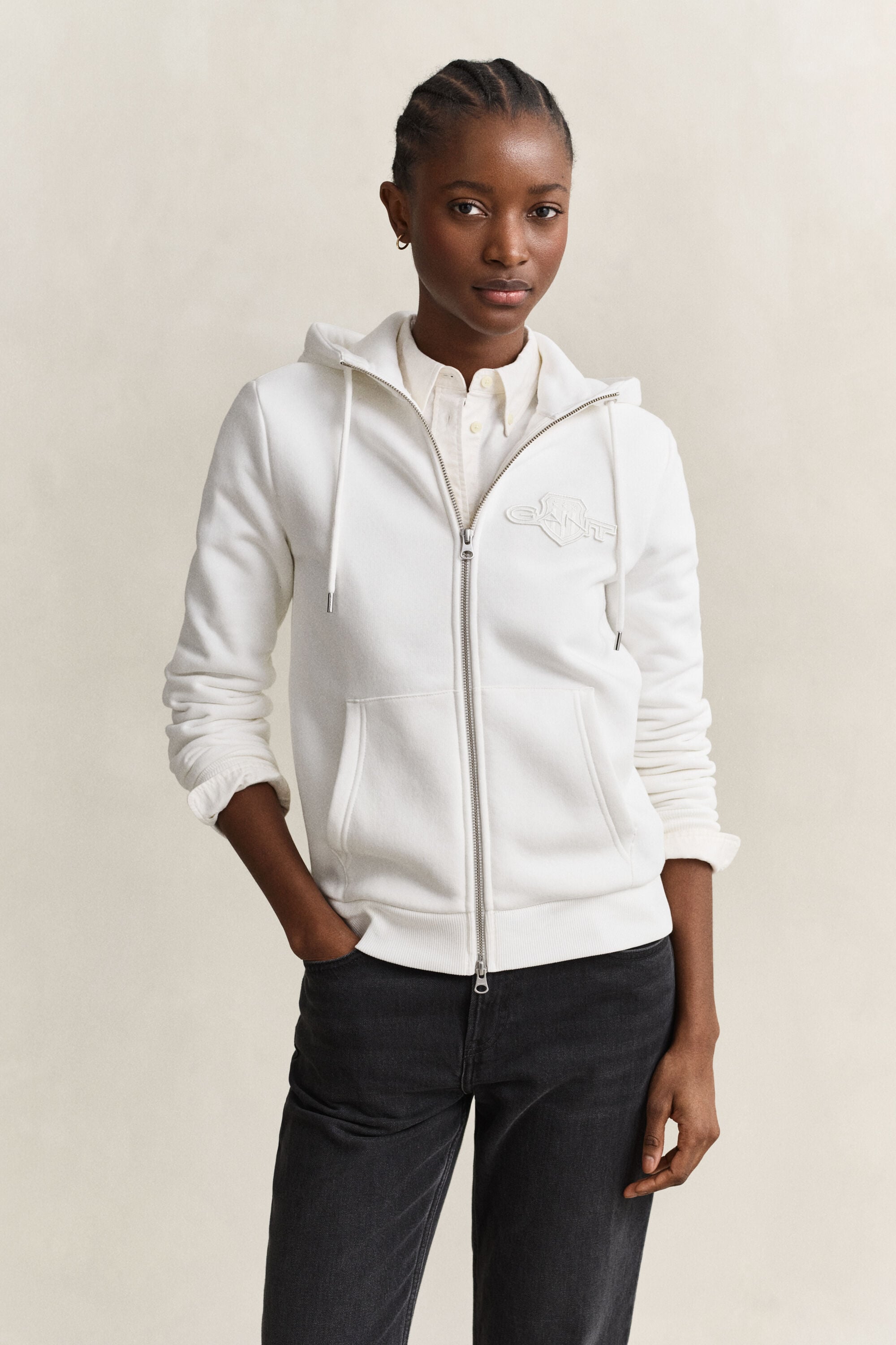 Sweatshirt com capuz e fecho Tonal Shield