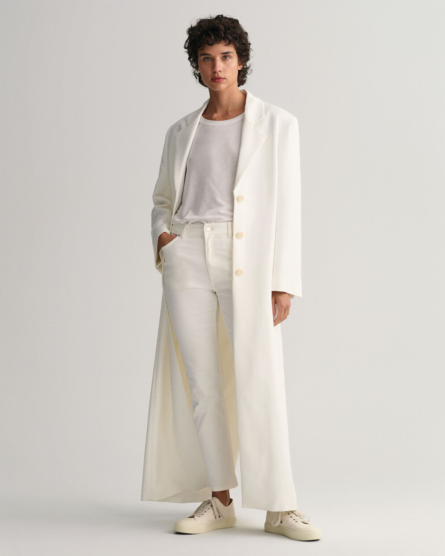 Calças de ganga pelo tornozelo brancas slim fit corte slim