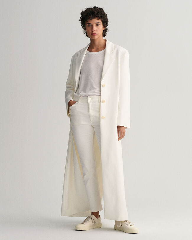 Calças de ganga pelo tornozelo brancas slim fit corte slim