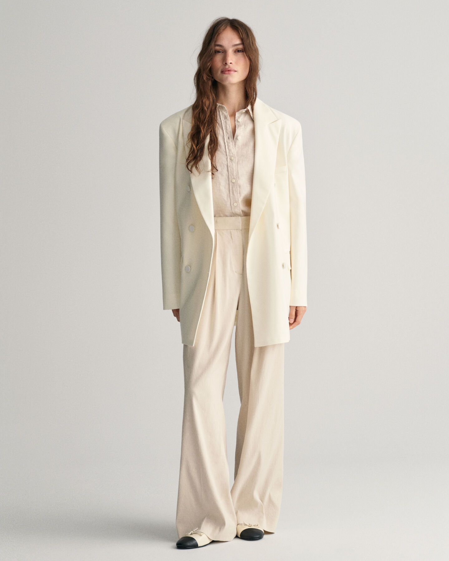 Camisa em chambray de linho regular fit