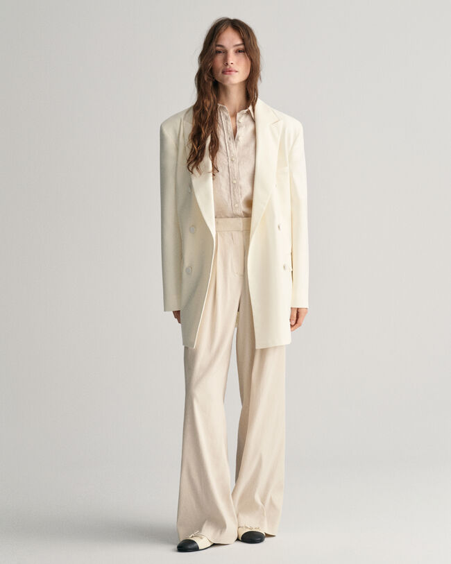 Camisa em chambray de linho regular fit