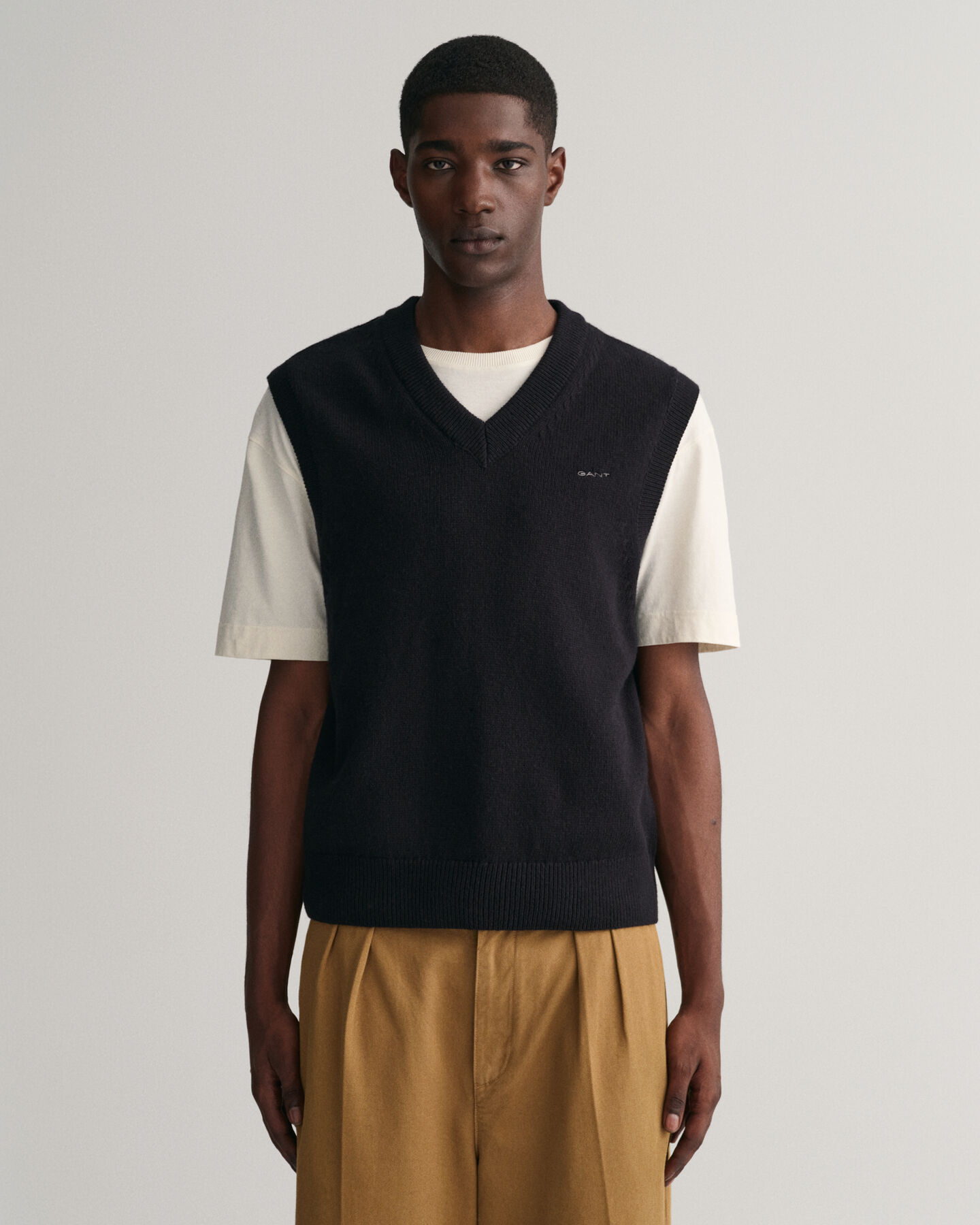 Colete em l&atilde; e algod&atilde;o