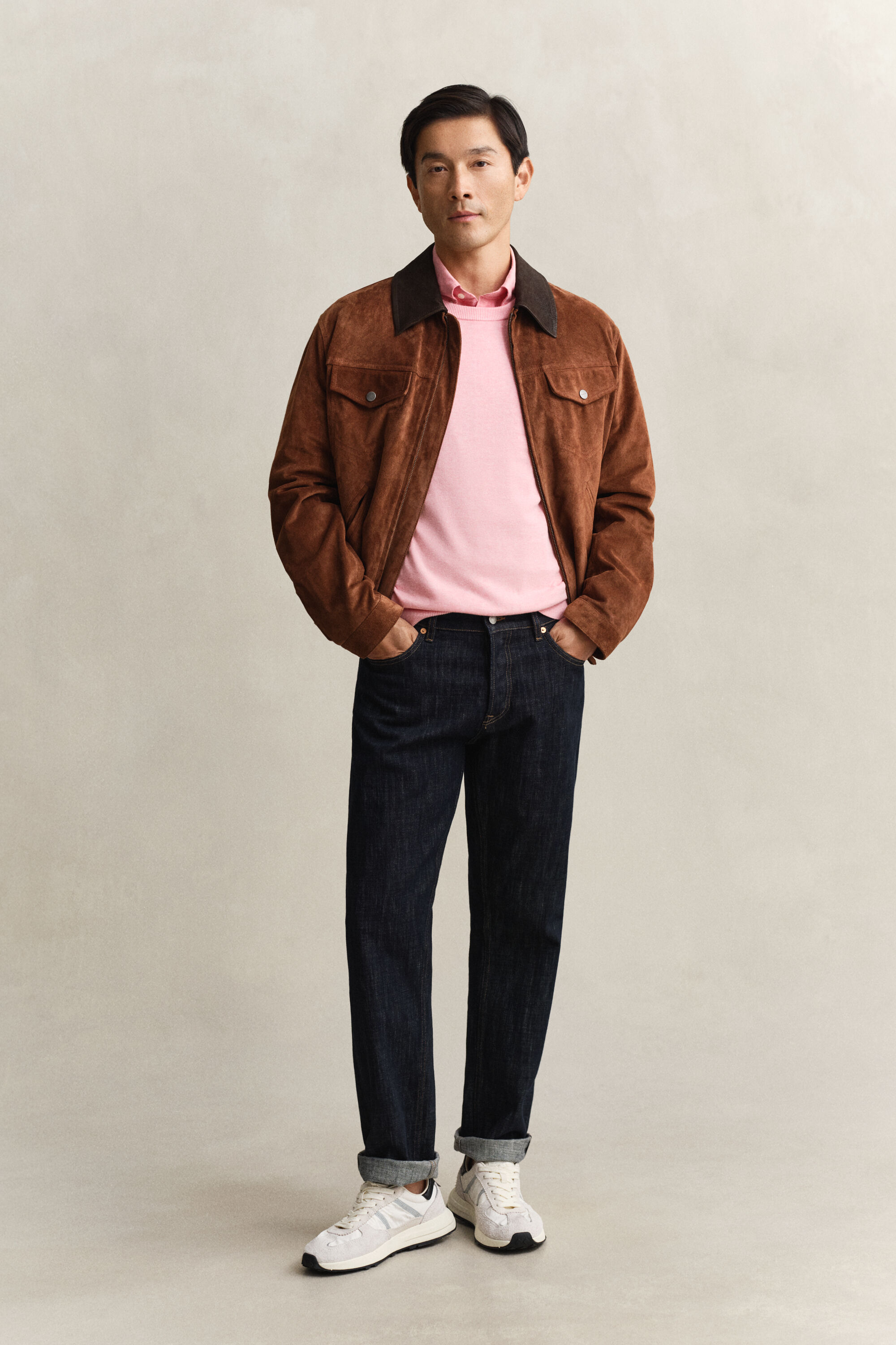 Camisola de malha com decote redondo em algodão