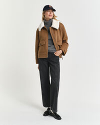 Camisola de gola alta com manga curta em caxemira