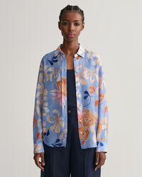 Camisa em seda e algodão com estampado Floral corte normal