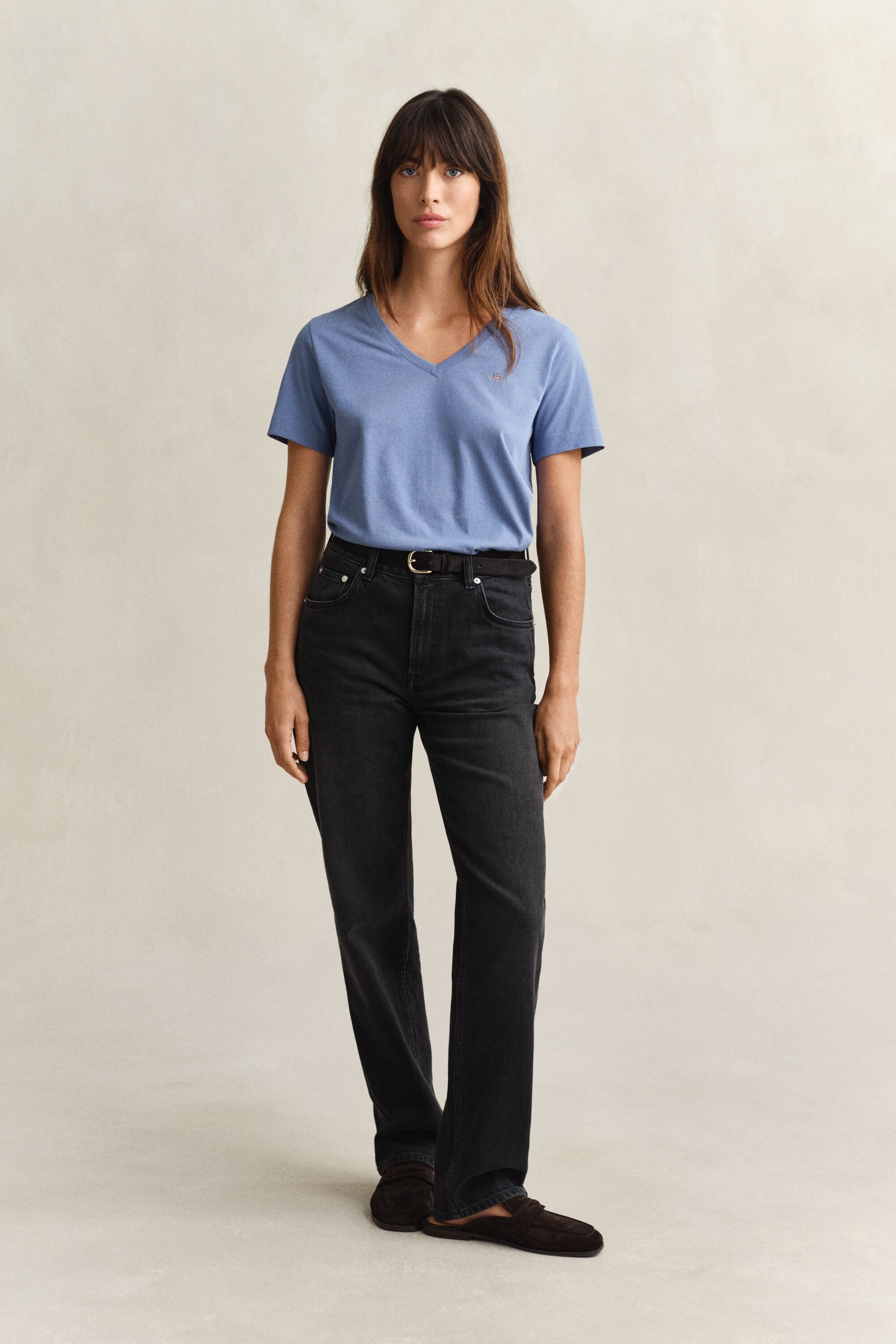 T-shirt com decote em V Shield