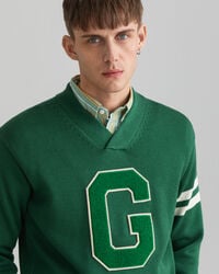 Sweatshirt com decote em V Collegiate