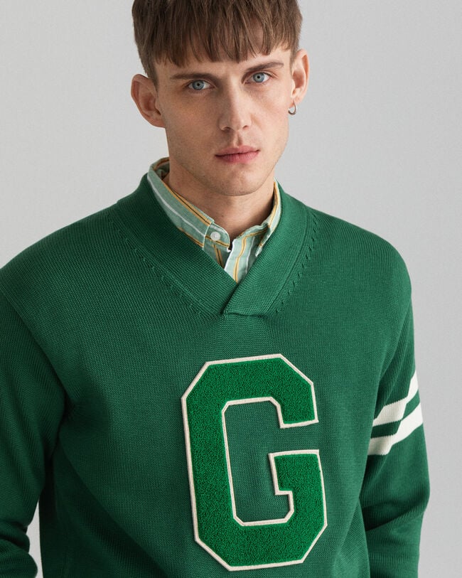 Sweatshirt com decote em V Collegiate