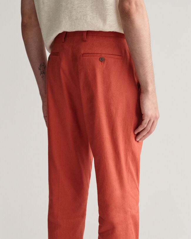 Cal&ccedil;as de fato em linho e algod&atilde;o slim fit