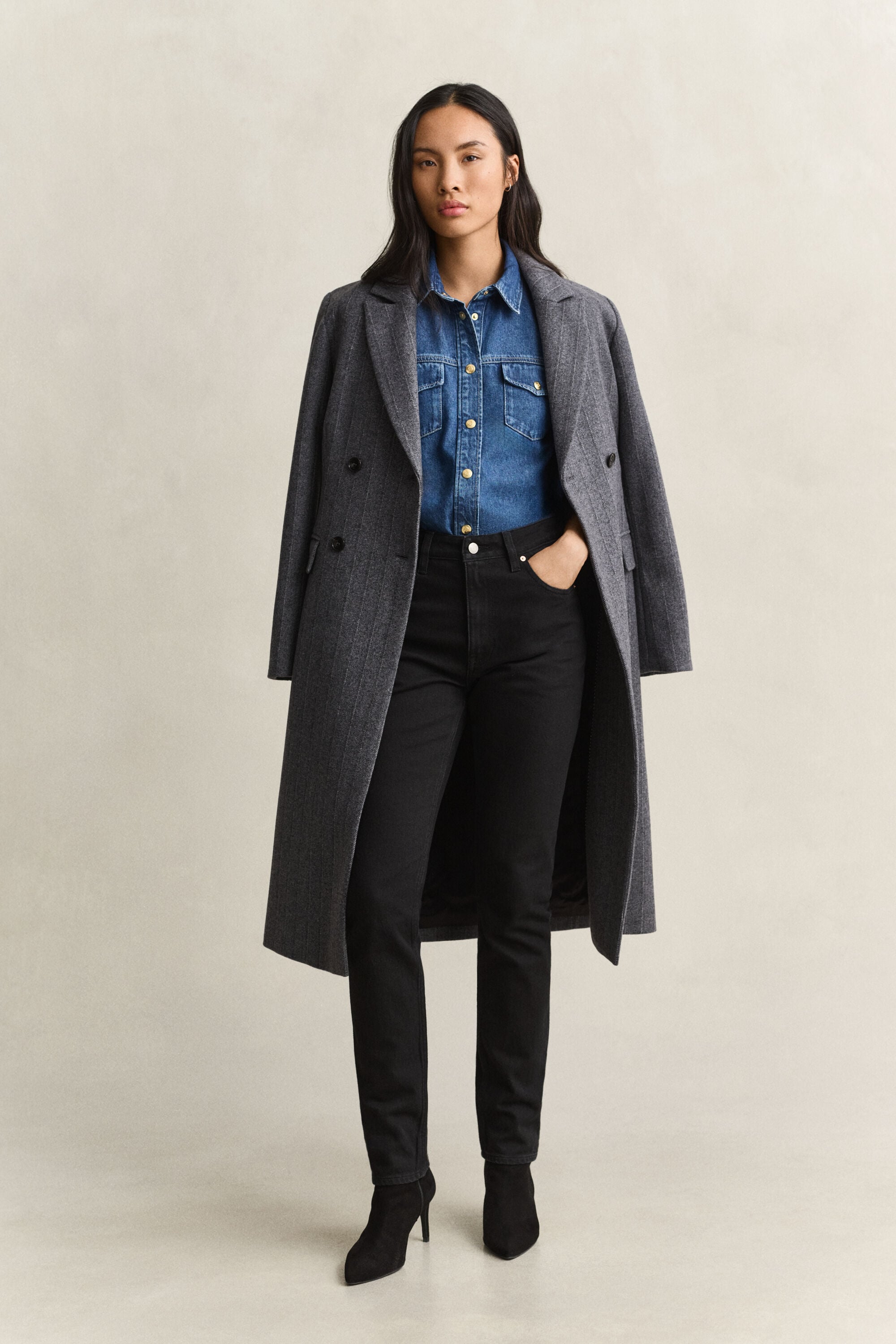 Calças de ganga com cintura subida slim fit