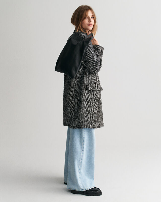 Sobretudo com padr&atilde;o espinha de peixe Heritage