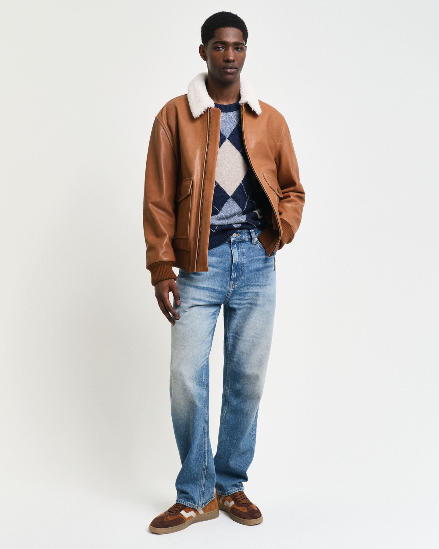 Casaco de aviador em pele