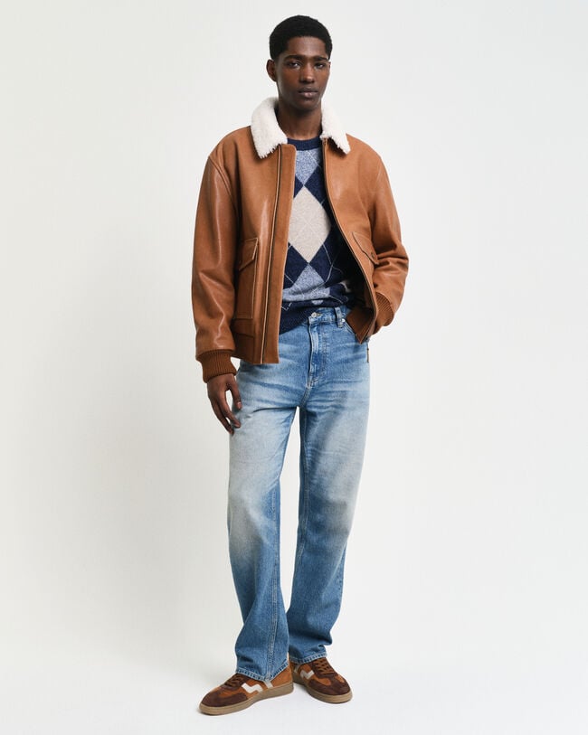 Casaco de aviador em pele