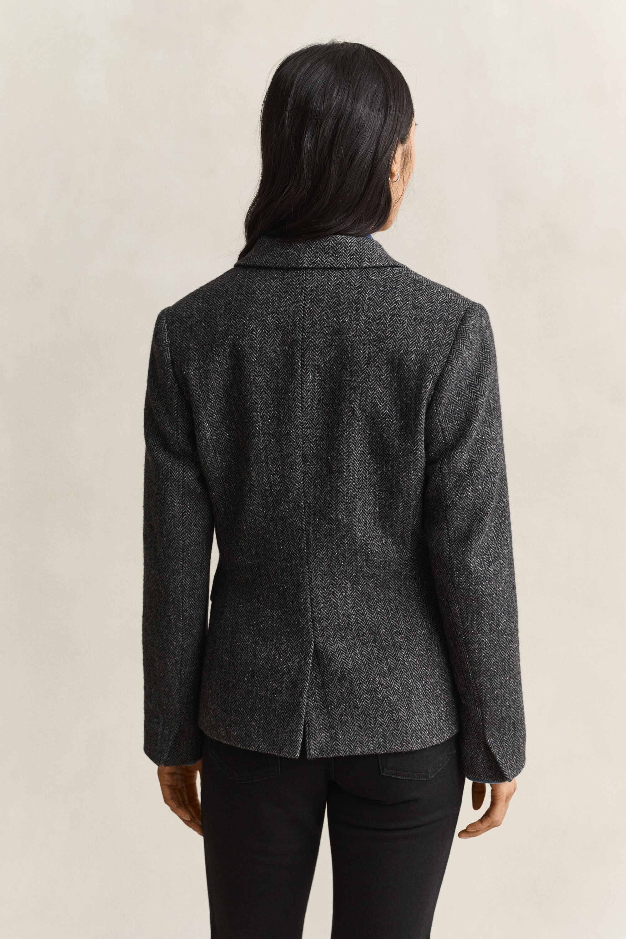 Blazer com padrão espinha de peixe