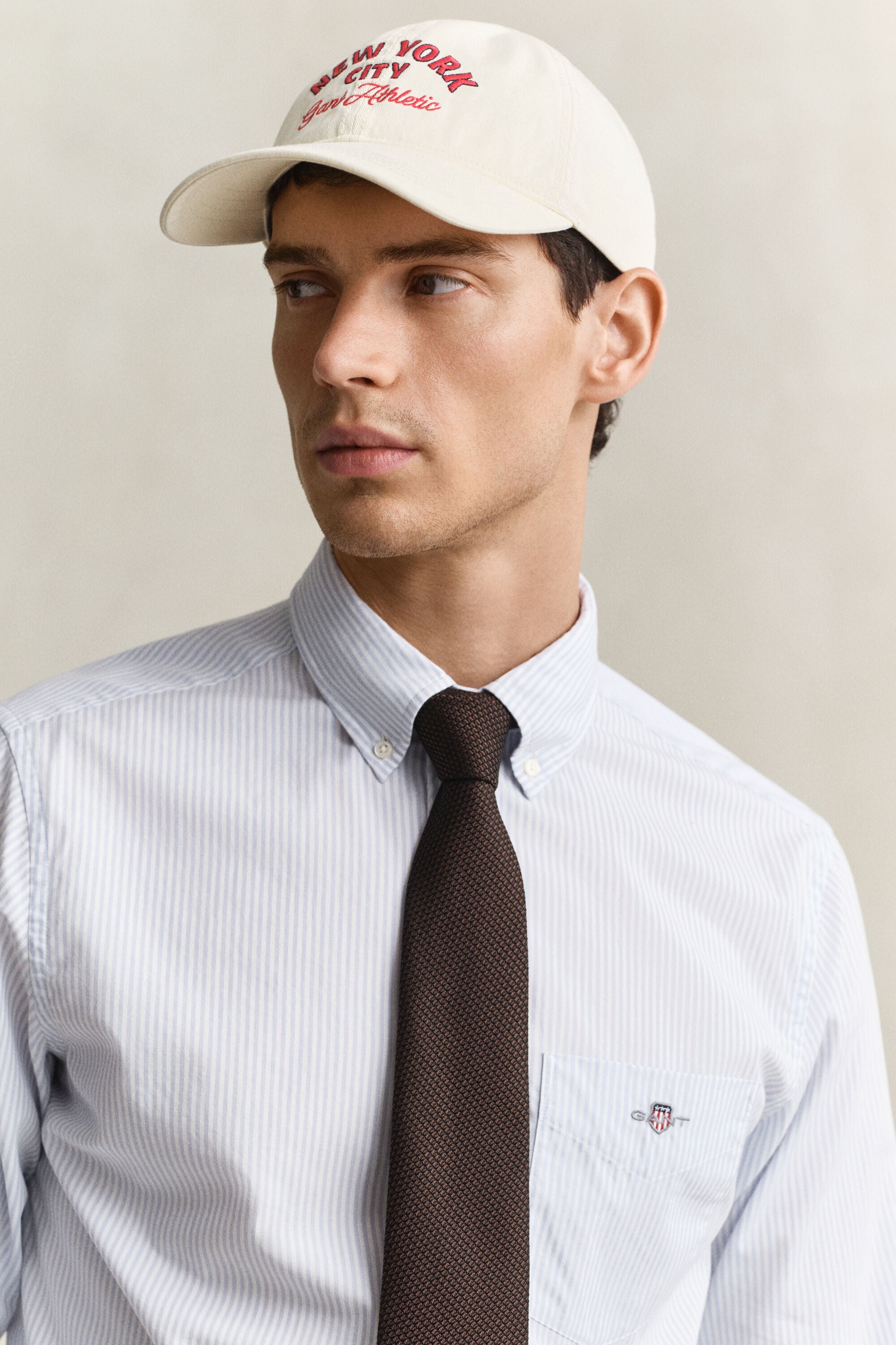 Camisa em popelina às riscas Classic regular fit