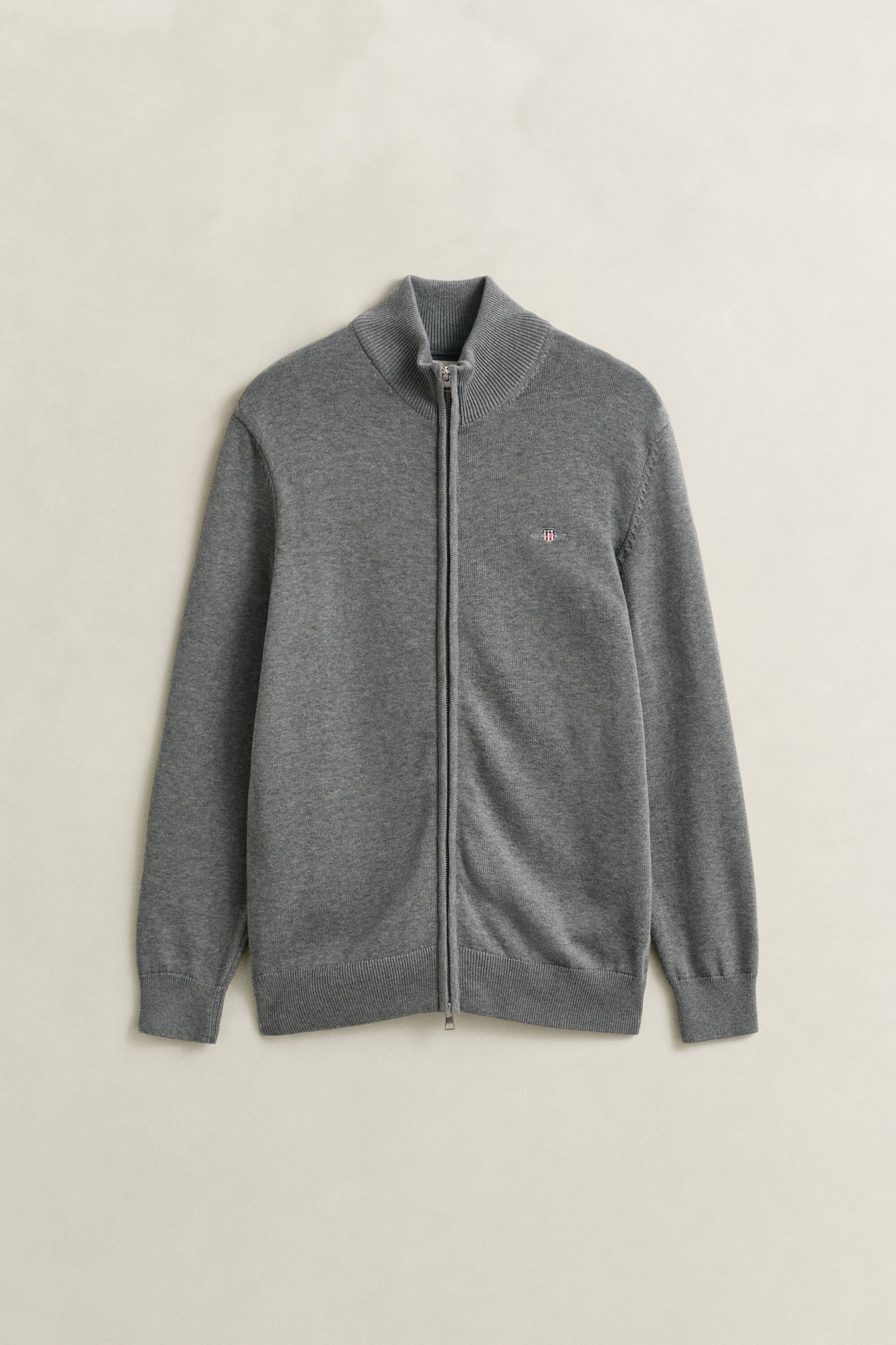 Casaco de malha com fecho de correr Casual Cotton