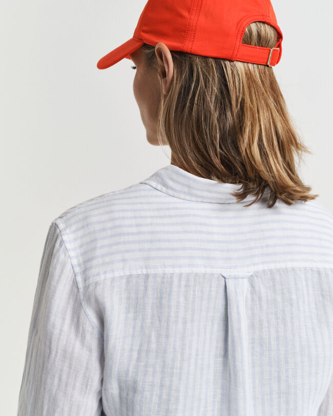 Camisa de linho às riscas regular fit