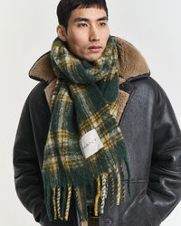 Cachecol em mistura de alpaca e mohair com padrão de xadrez