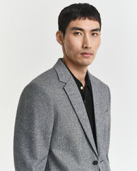 Casaco de fato em flanela com padrão espinha de peixe slim fit