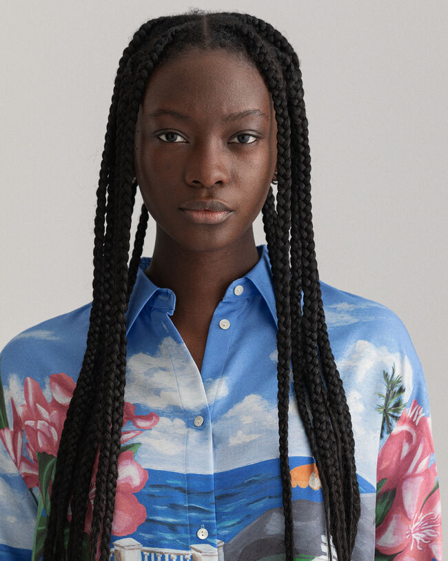 Camisa de seda com estampado Scenery