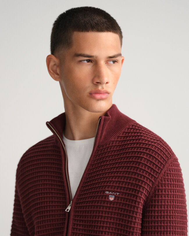 Sweatshirt com fecho de correr em algodão Texture